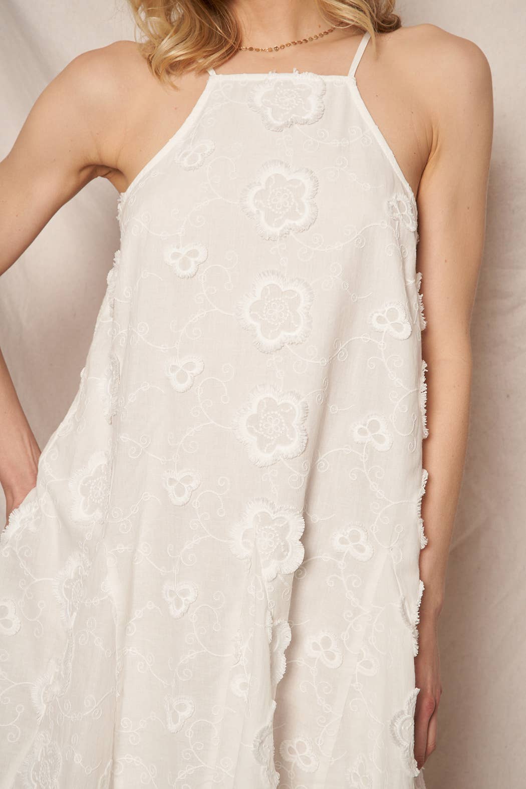 Ivory Blossom Breeze Cotton Swing Dress