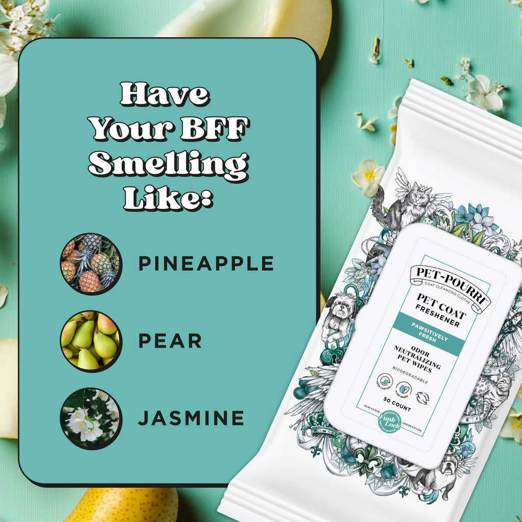 Pet~Pourri - Pet Coat Wipes - 50ct - Pawsitively Fresh Scent