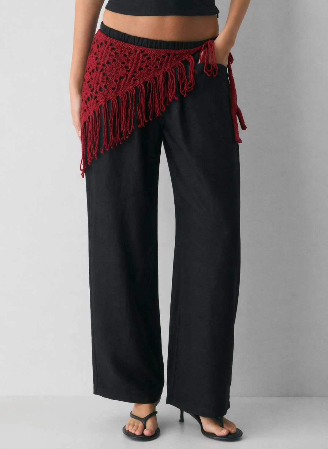 Boho knit hip scarf trendy layering piece wholesale