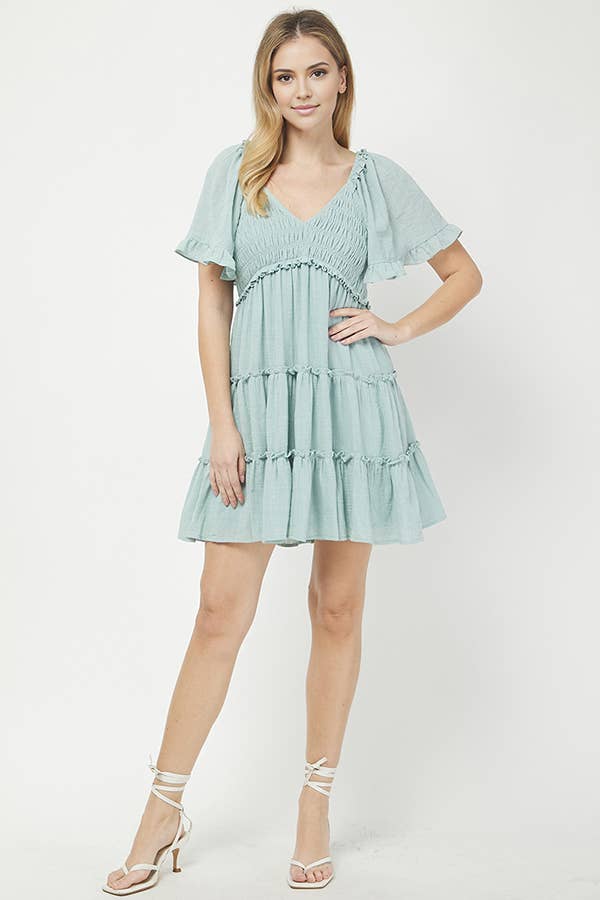 Sea Breeze Tiered Mini Dress
