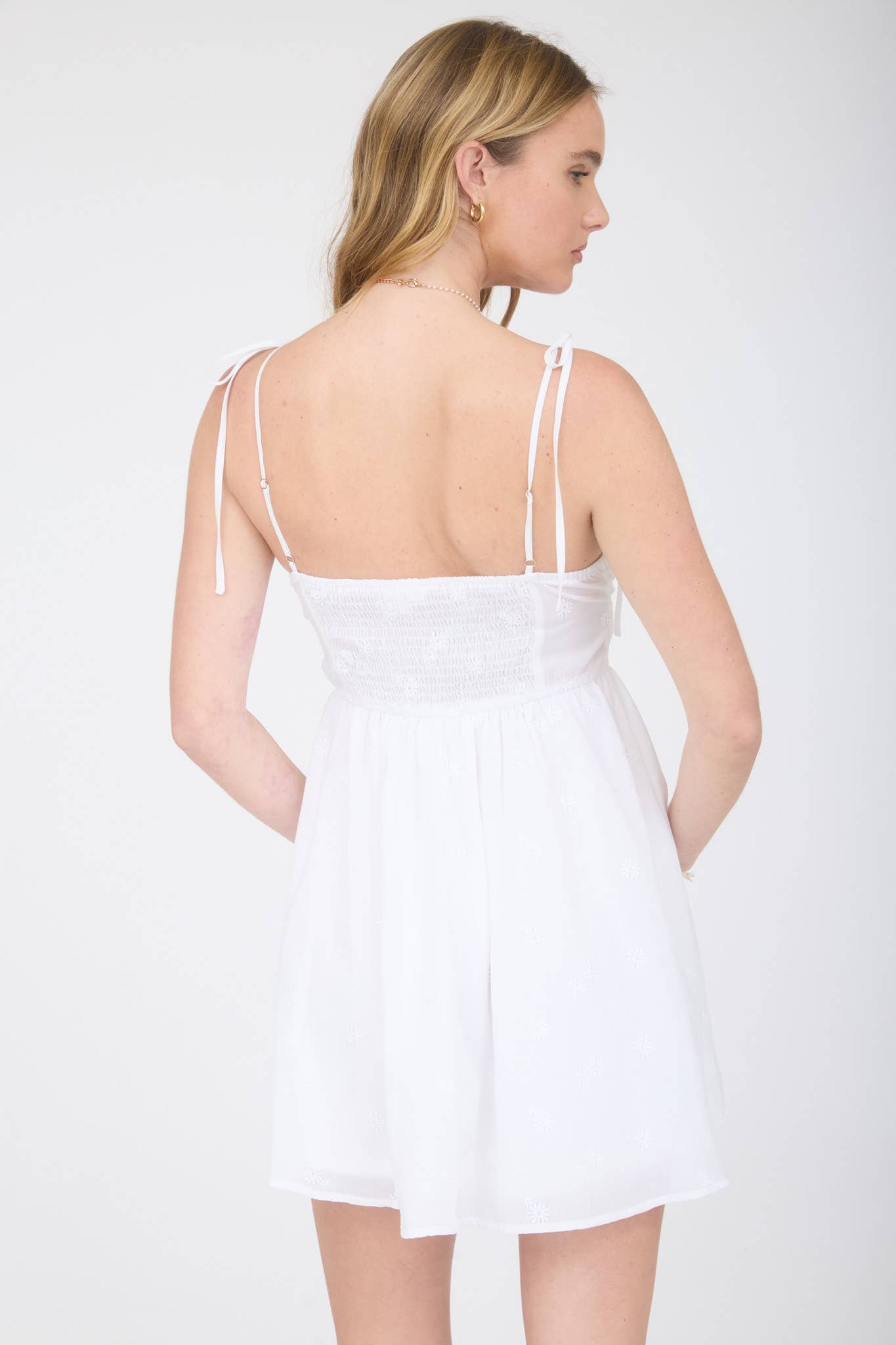 Cotton Blossom Tie-Strap Mini Dress