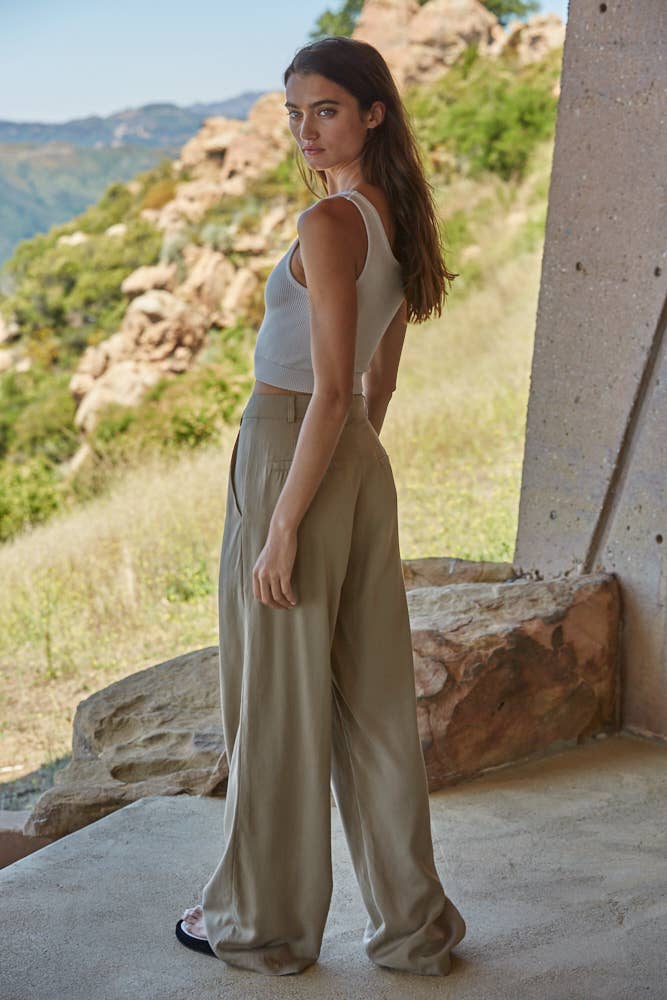 Henley Ribbed Cropped Modal Tank