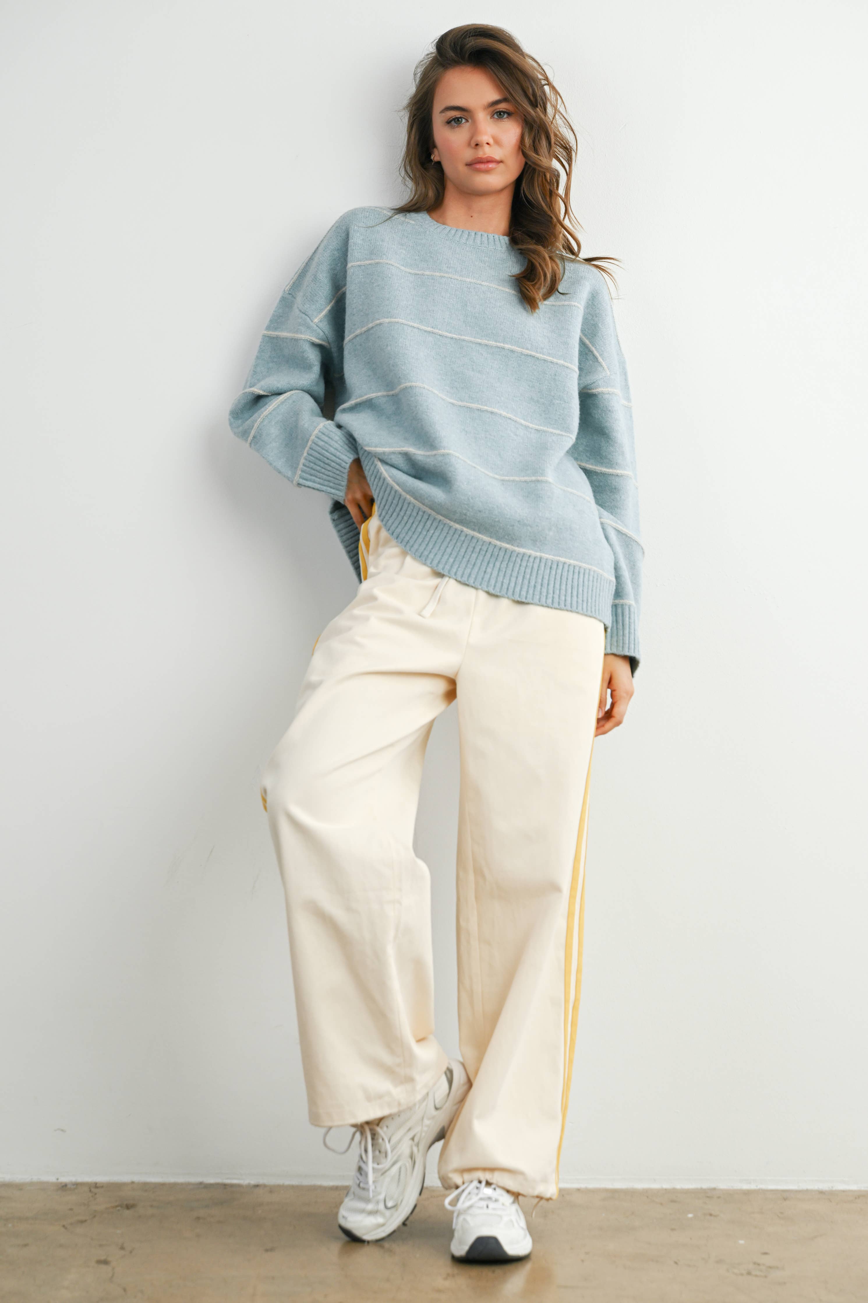 Coastline Side Stripe Wide Leg Track Pant