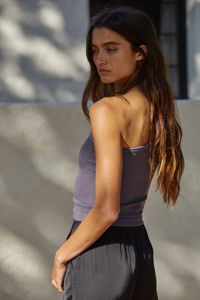 Seamless One Shoulder Ribbed Top