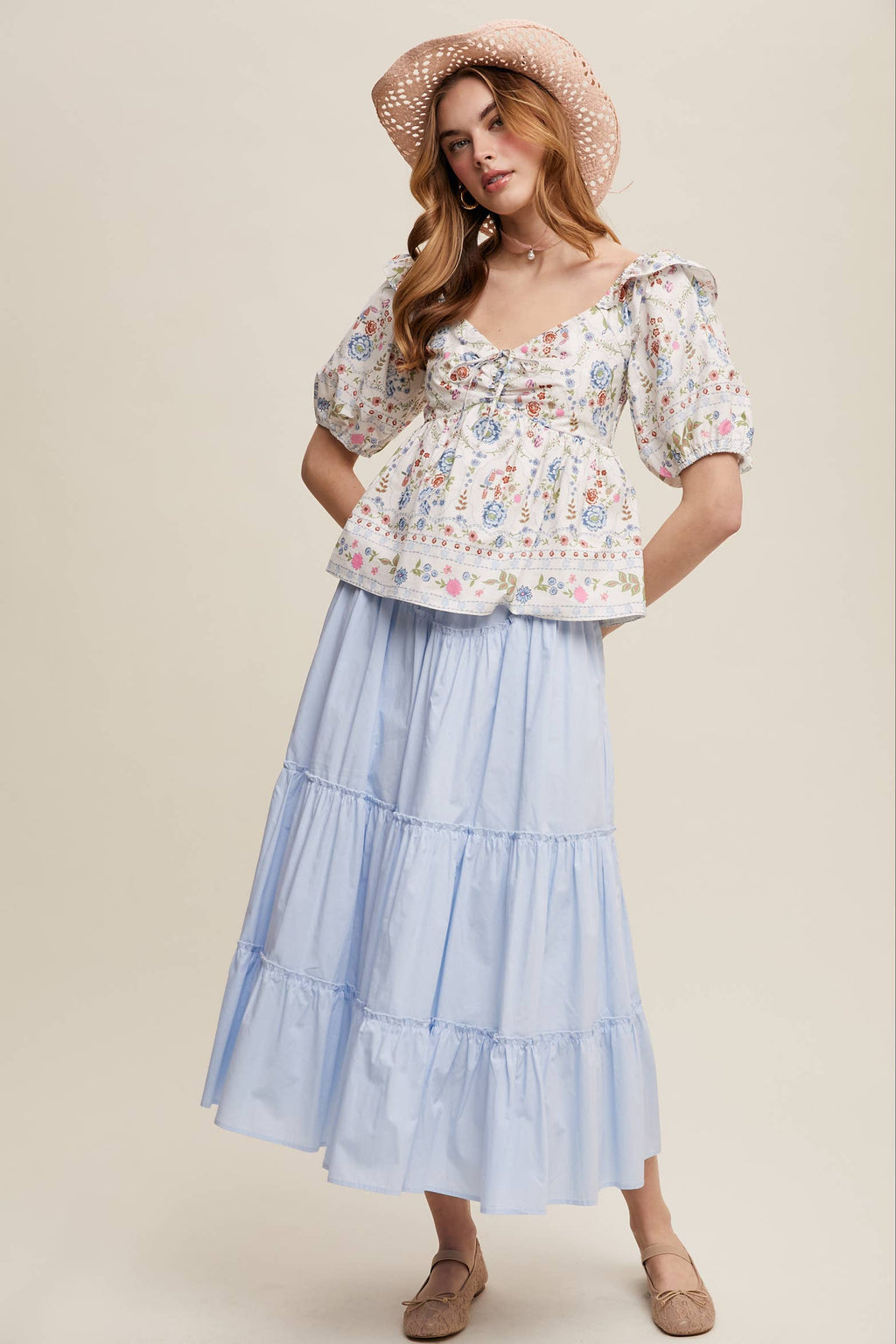 Floral Puff Sleeve Blouse