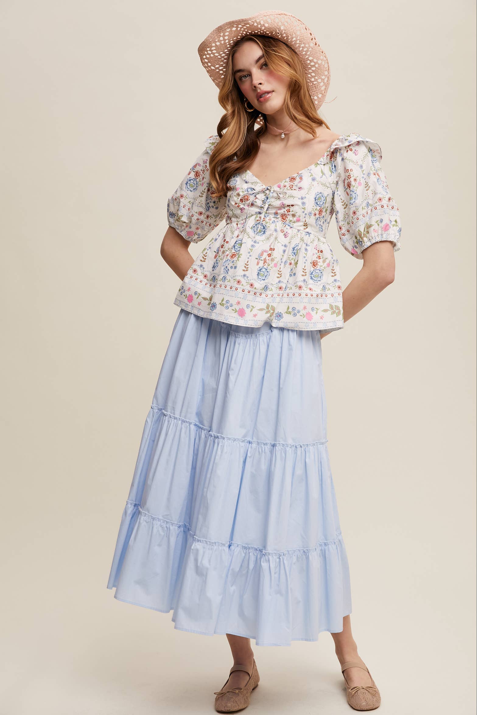 Floral Puff Sleeve Blouse