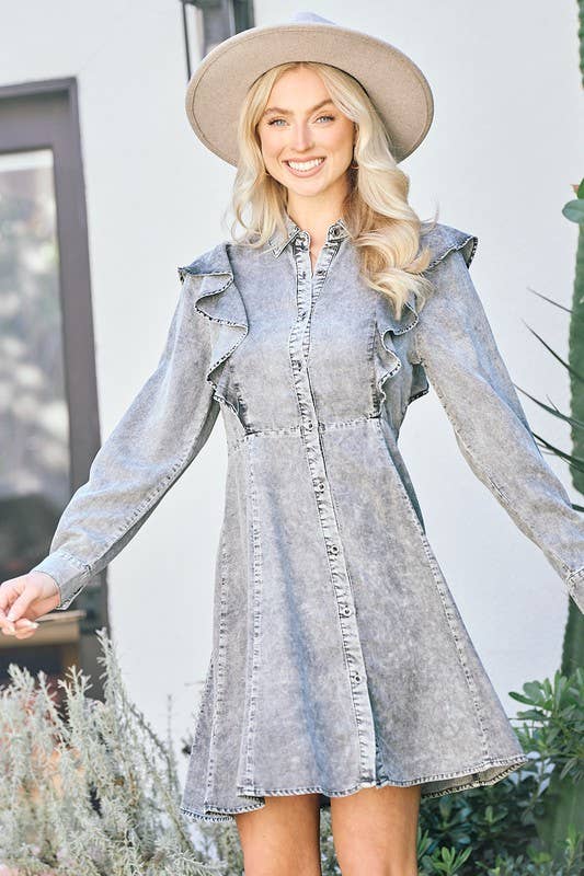 Tencel Denim Ruffle Dress