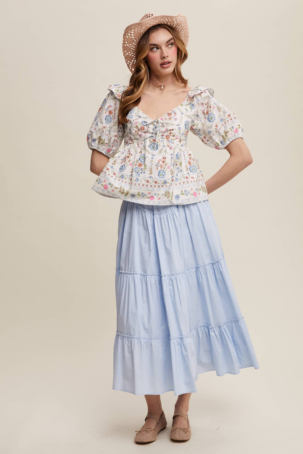 Floral Puff Sleeve Blouse