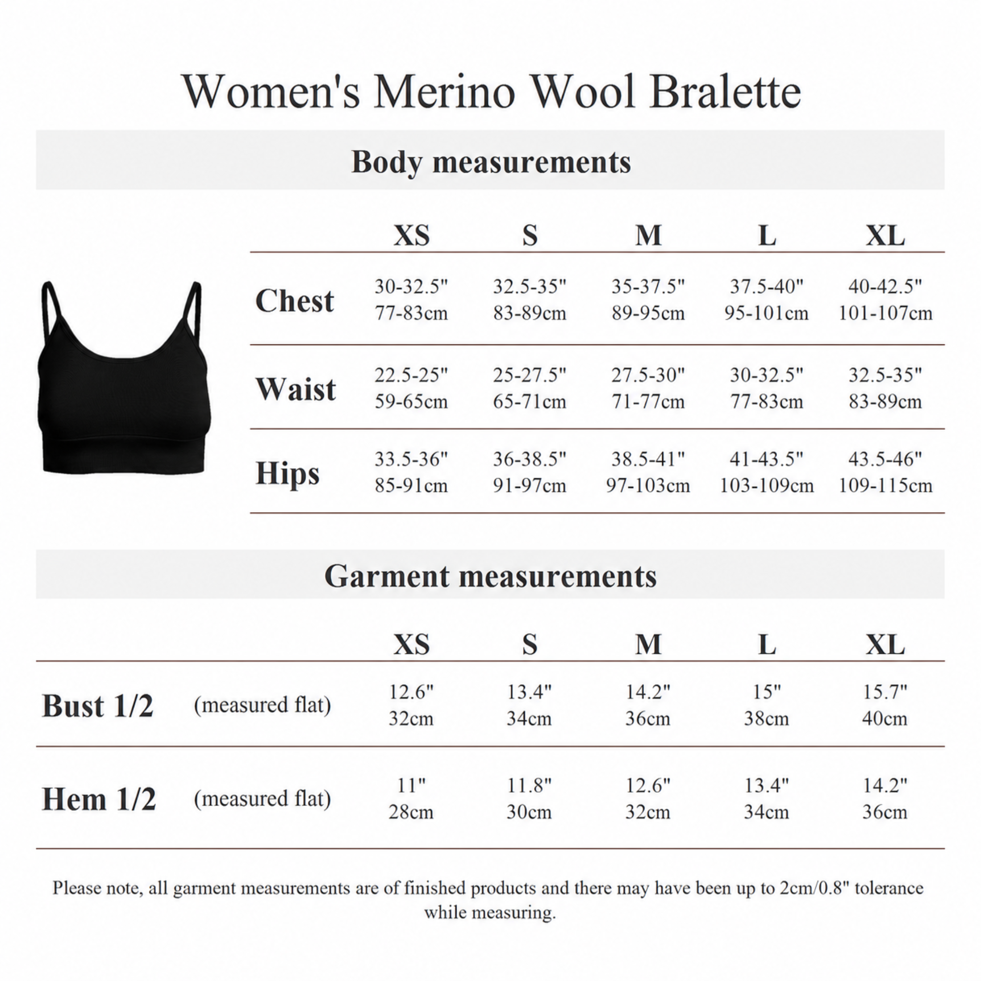 Women's 100% Merino Wool Bralette
