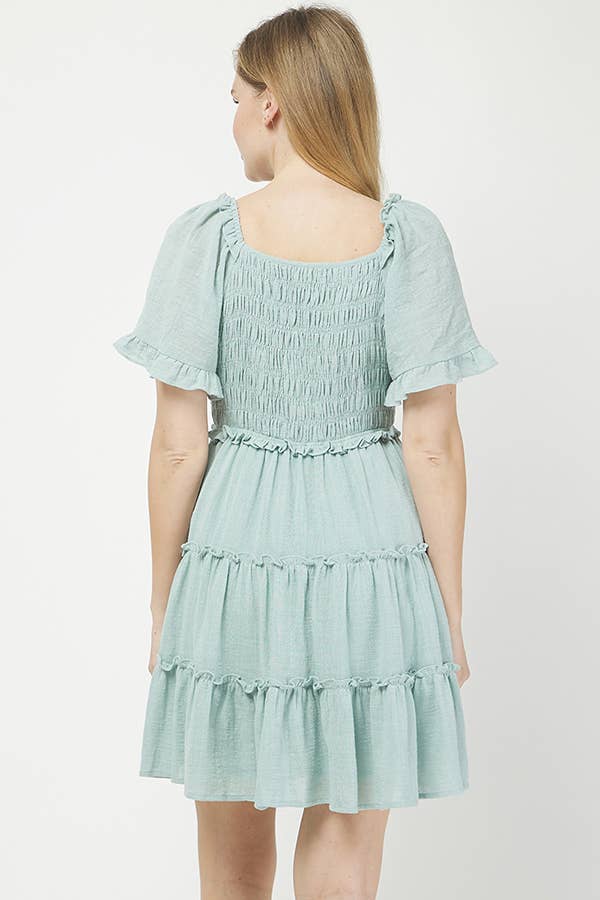Sea Breeze Tiered Mini Dress