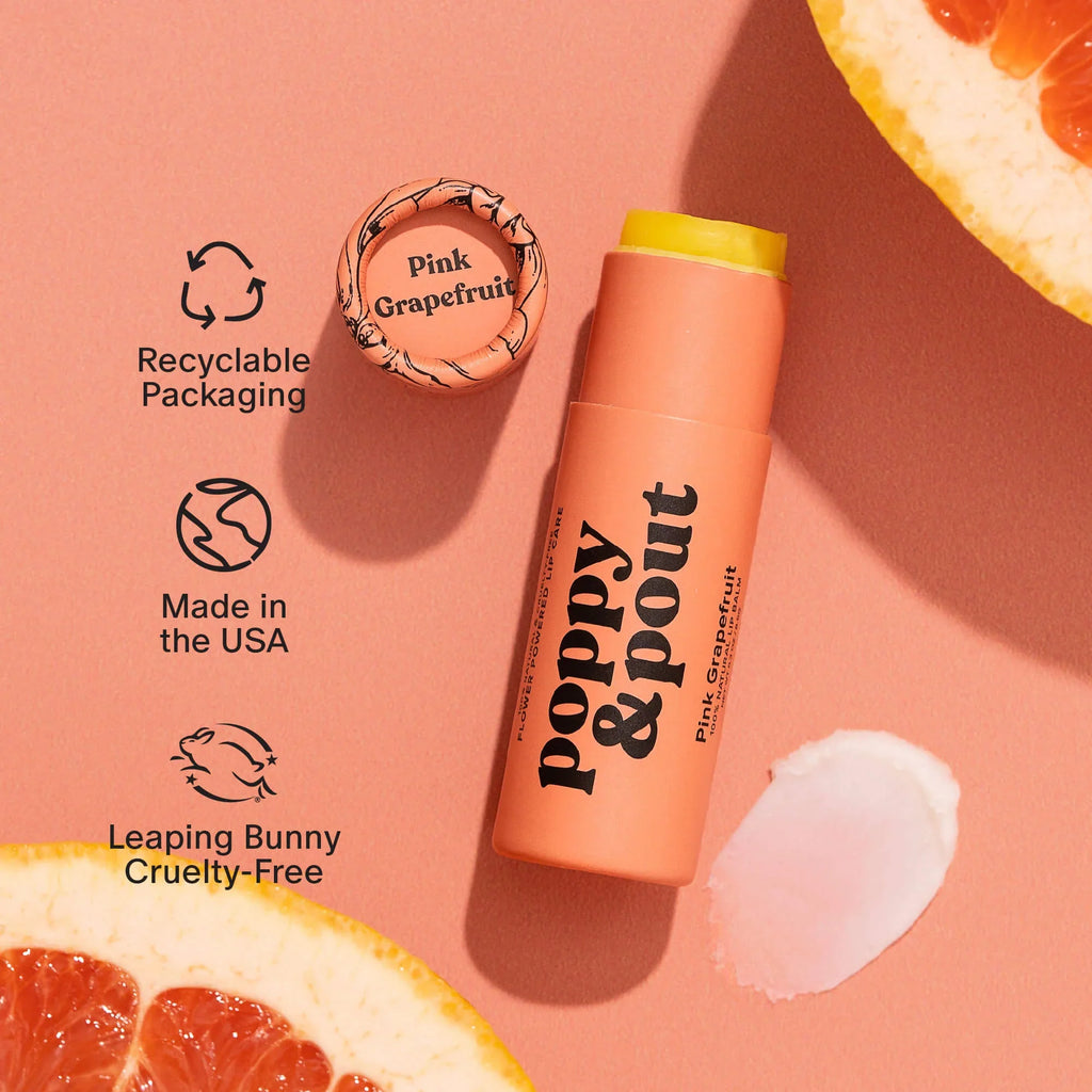 Poppy & Pout Lip Balm, Pink Grapefruit
