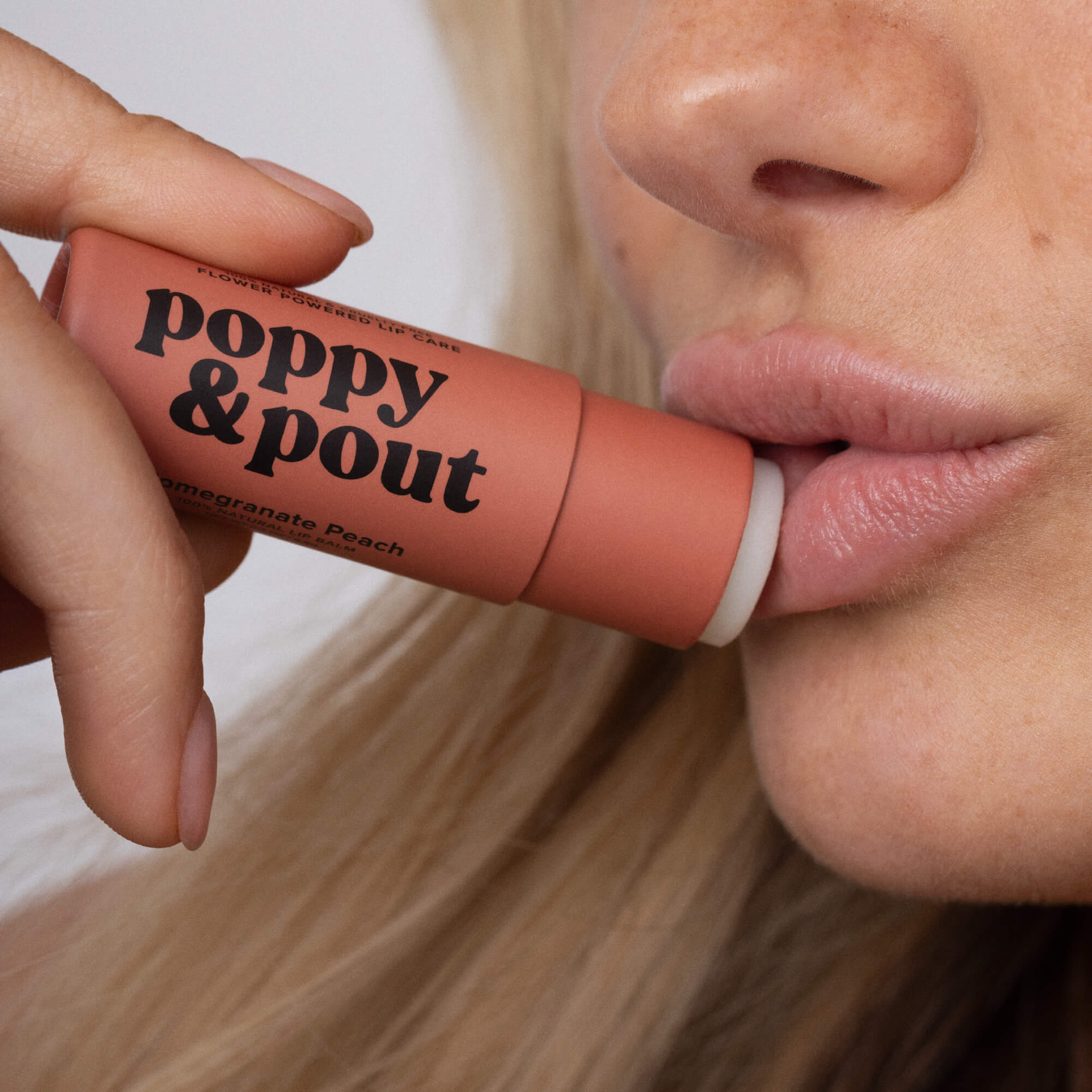 Poppy & Pout Lip Balm, Pomegranate Peach